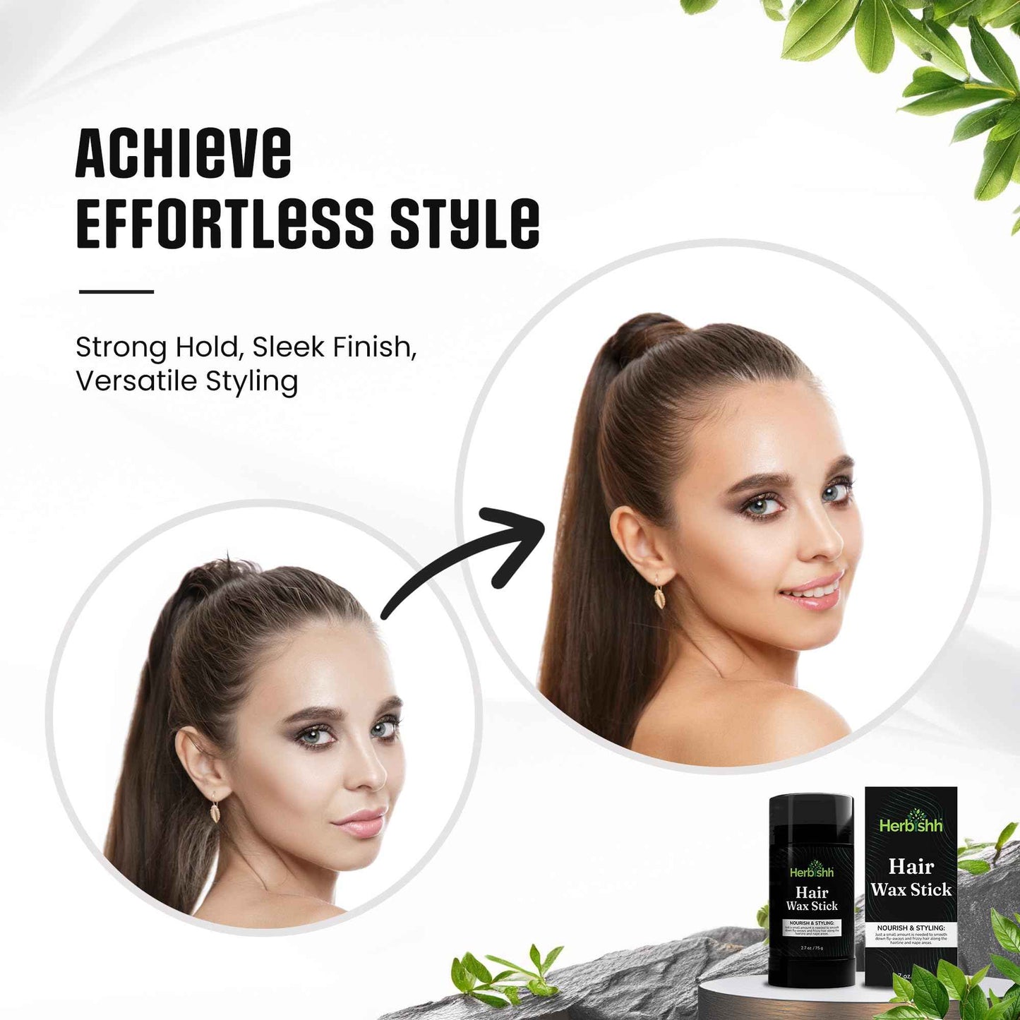 Herbishh Hair Color Shampoo (Black) - 400 mL + Hair Wax Stick