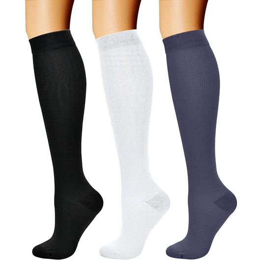 CHARMKING Compression Socks for Women & Men Circulation (3 Pairs) 15-20 mmHg is Best Athletic for Running, Flight Travel, Support, Cycling, Pregnant - Boost Performance, Durability (S/M, Multi 52)