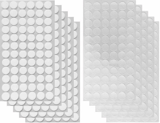 Self Adhesive Dots, Strong Adhesive 1000pcs(500 Pairs) 0.59" Diameter Sticky Nylon Dots, Hook & Loop ClearDots with Waterproof Sticky Glue Tapes, Suitable for Classroom, Office, Home