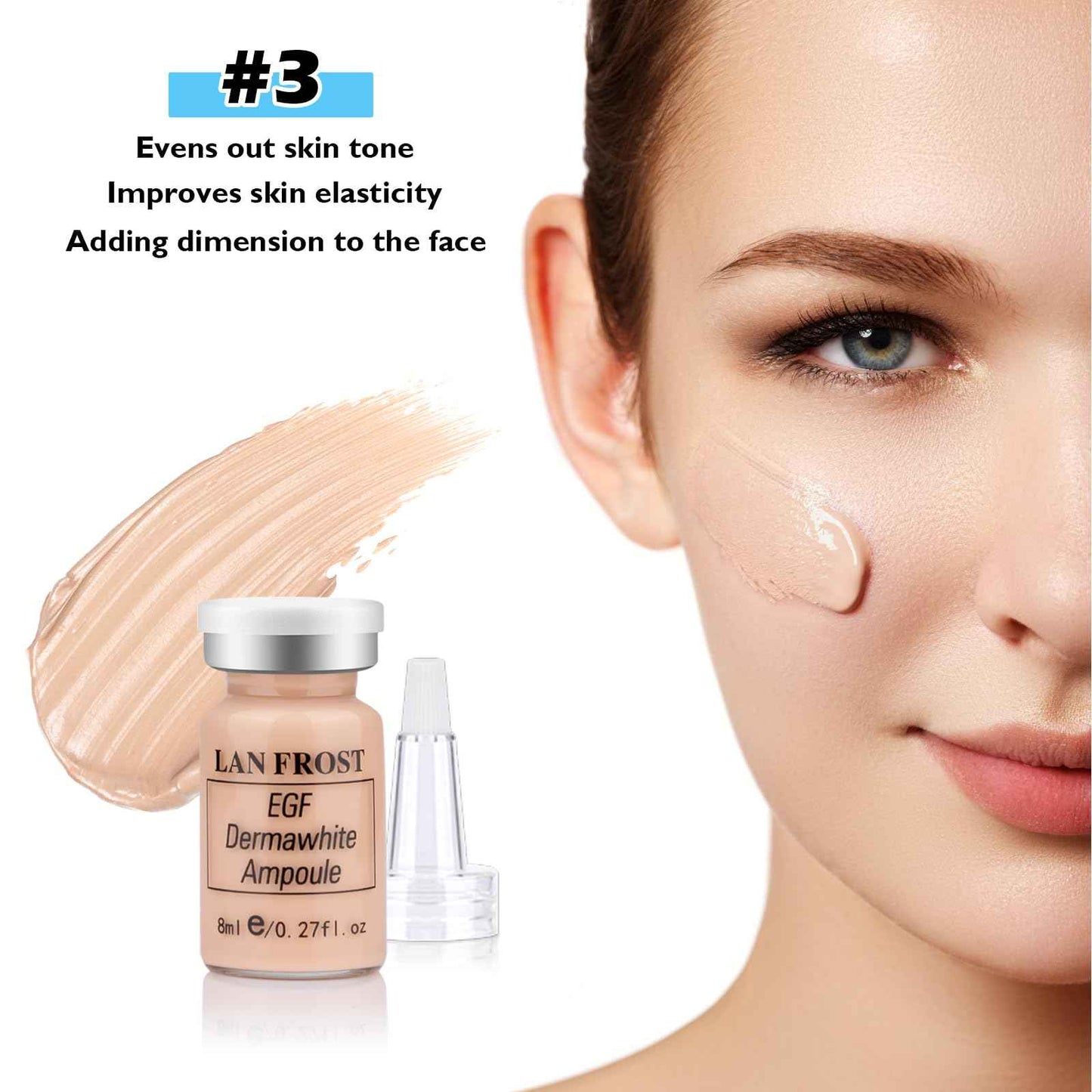 TRESSON BB Facial Glow Serum Starter Kit Hyaluronic Acid Essence Foundation Skin Care Kit 0.27oz 12 Vials, Combined With Niacinamide and Peptides To Skin Tone Anti-Aging Foundation Light Rose #3