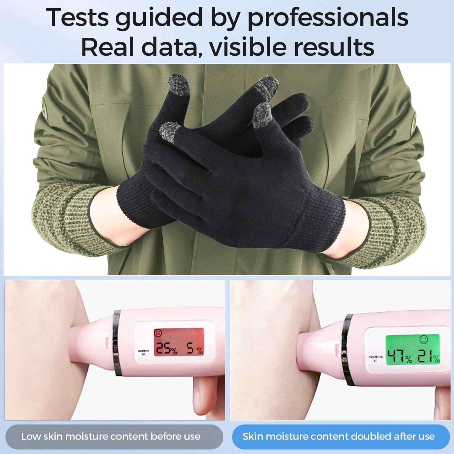 Donfri 6 Pairs Cotton Moisturizing Gloves Men Touchscreen Fingers for Eczema Dry Hands Hand Care Overnight Moisturizing (Large-Black)