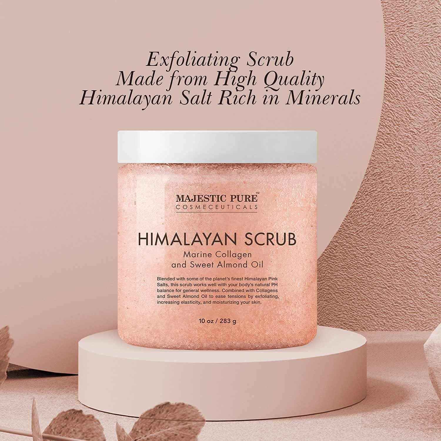 Majestic Pure Himalayan Scrub with Collagen (10 oz) and Coffee Scrub (10 oz) Bundle