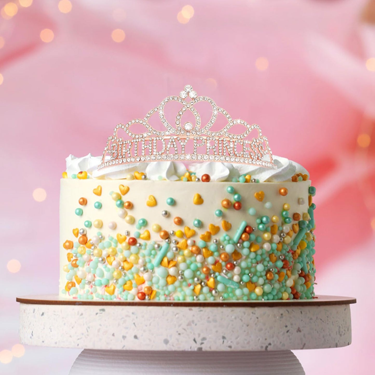 CIEHER Rose Gold Birthday Princess Crown Princess Birthday