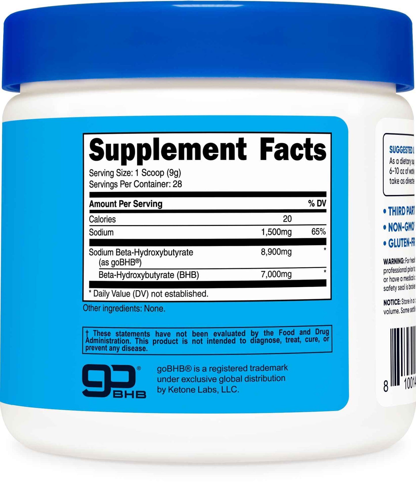 Nutricost Sodium BHB Powder (250g) Unflavored - Keto Supplement, Beta-Hydroxybutyrate Salt