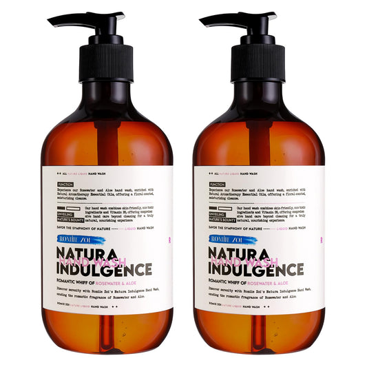 ROMIIE ZOI Liquid Hand Soap Natura Indulgence Hand Wash - Romantic Whiff of Rosewater & Aloe - 500 ML / 16.8 FL OZ(Pack of 2)