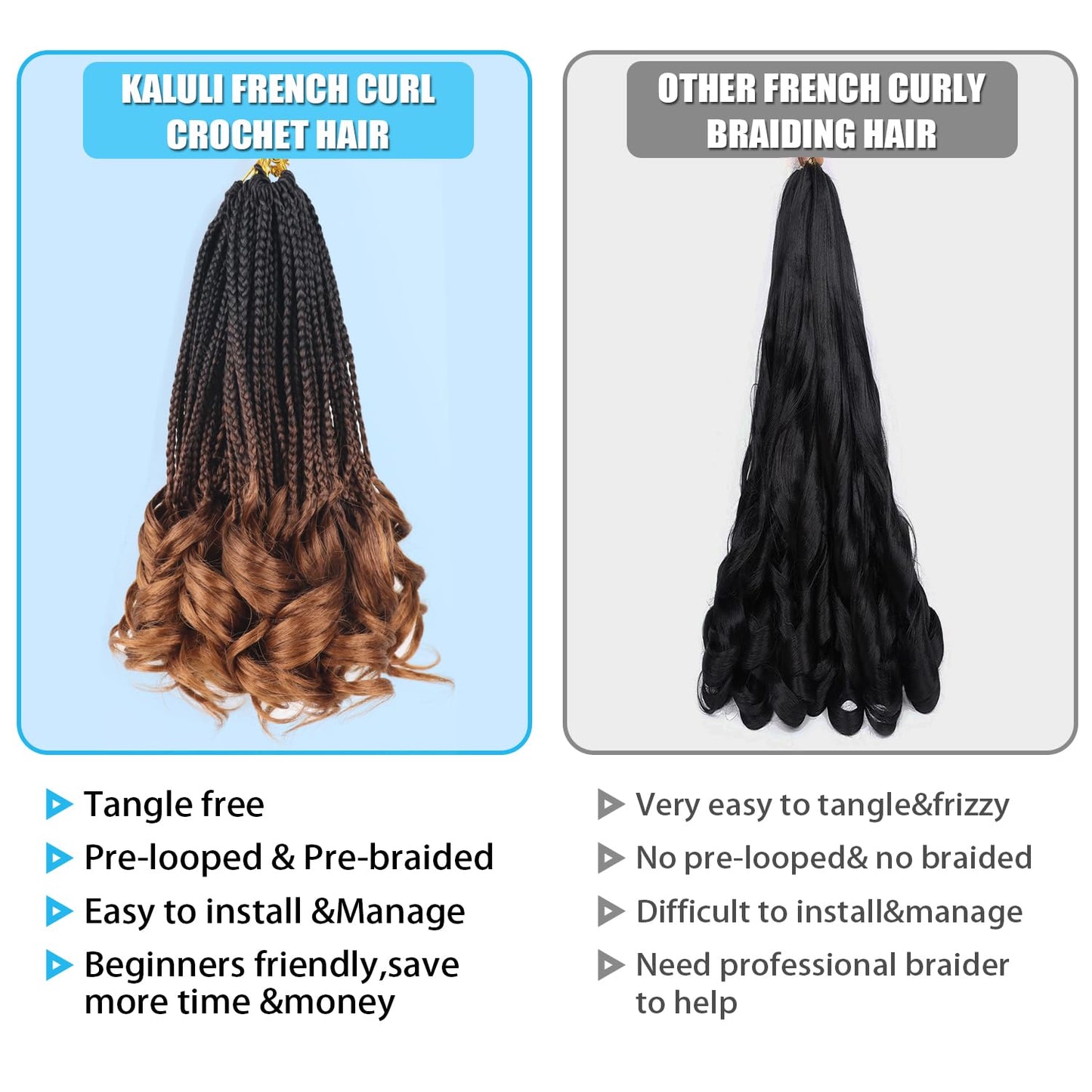 French Curl Braiding Hair 1B/4/30 3 Tone Crochet Hair Crochet Braids for Women 10 Inch French Curl Crochet Braids Box Braids Curly Crochet Hair Pre Looped Braiding Hair Extensions (7 Packs)