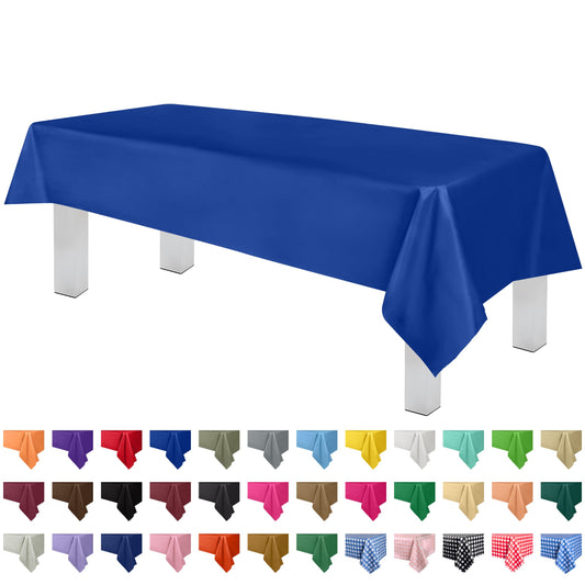 Grandipity Blue 12 Pack Premium Disposable Plastic Tablecloth 54 Inch. x 108 Inch. Decorative Rectangle Table Cover