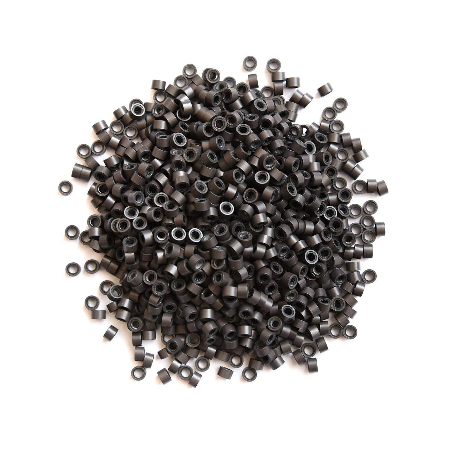 1000 Pcs Silicone Lined Micro Links Rings Beads Hair Feather Extensions 5.0x3.0x3.0 mm Hair Beads (Dark Brown)