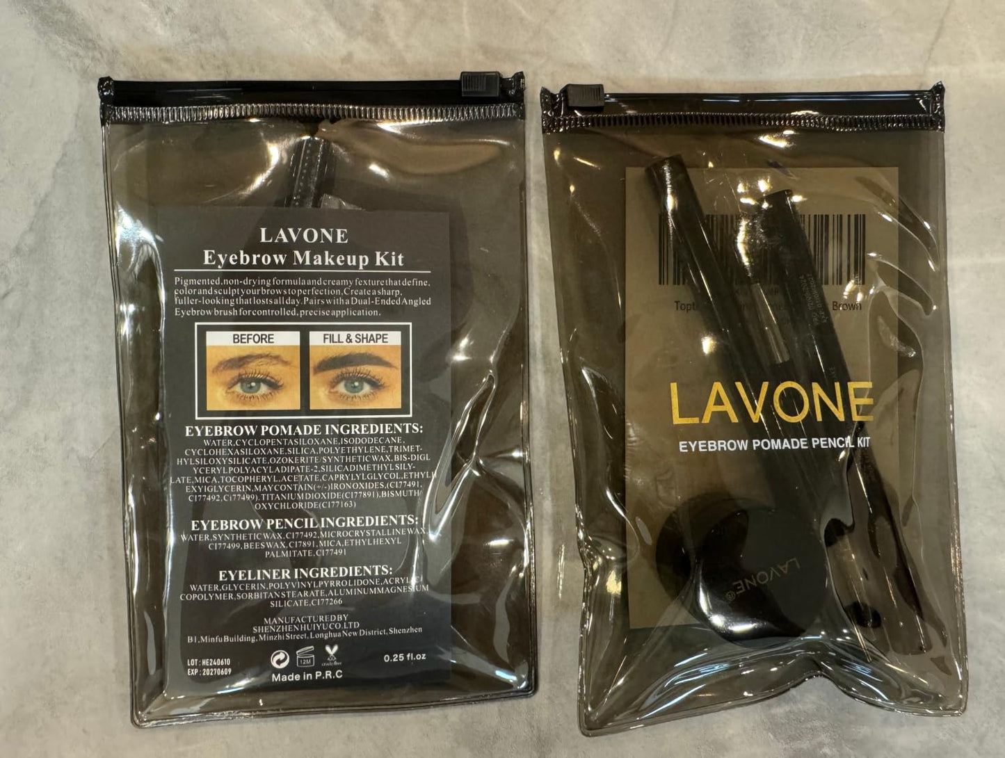 LAVONE Eyebrow Stamp Pencil Kit for Eyebrows, Makeup Brow Stamp Trio Kit with Waterproof Eyebrow Pencil, Eyeliner, Eyebrow Pomade, and Dual-ended Eyebrow Brush - Auburn