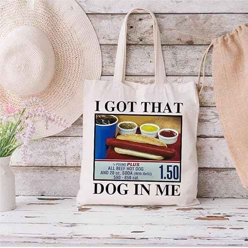 TOBGBE Funny Hot Dog Meme Gifts For Costco Hotdogs Funny Lover Shopping Bag Keep Hot Dogs Price Canvas Bag