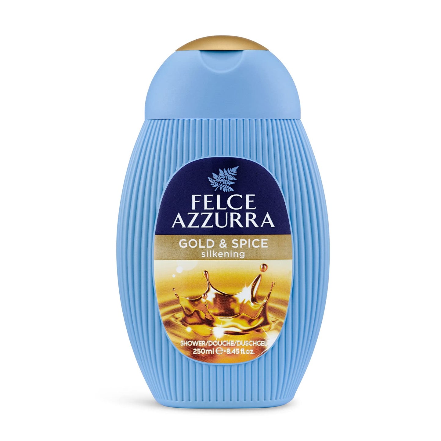 Felce Azzurra Gold And Spices - Silkening Essence Shower Gel - Blend With Fruity And Aromatic Notes - Leaves Your Skin Soft And Pleasantly Perfumed - Shower Gel Is Dermatologically Tested - 8.4 Oz