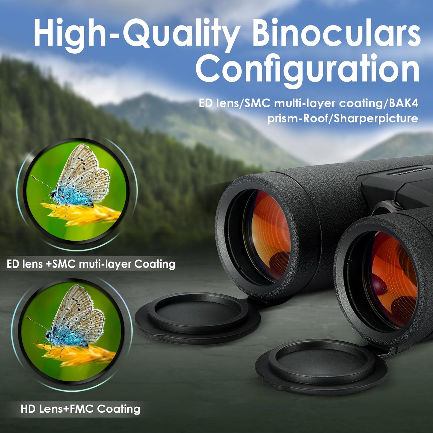 10×42 UHD Binoculars for Adults High Powered with ED Glass- Ultra Wide Angle Large View Binoculars with Clear Low Light Vision - Lightweight Waterproof Binoculars for Bird Watching Hunting Stargazing