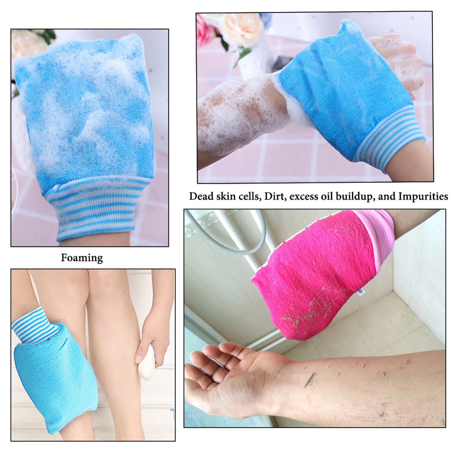 LissomPlume Rubbing Glove Body Scrub Shower Towel Exfoliating Scrub Bath Mitt Spa Green