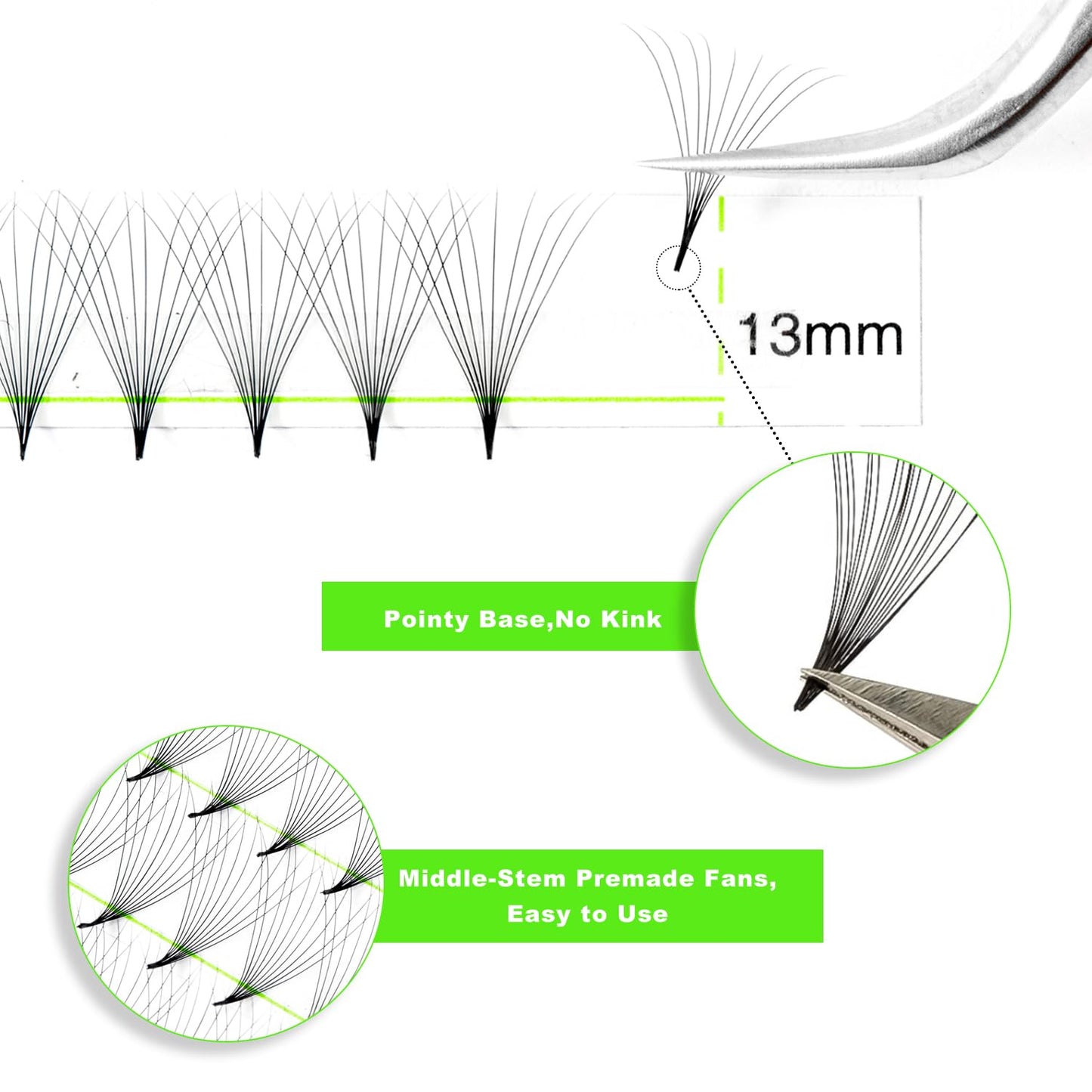 500 Premade Fans Eyelash Extensions 8D 8-15mm Mixed Length Promade Lash Fans C/D Curl Premade Fans Pointed Thin Base Handmade Volume Premade Lash Extensions Fans(8D,0.05-C-8-15MM)