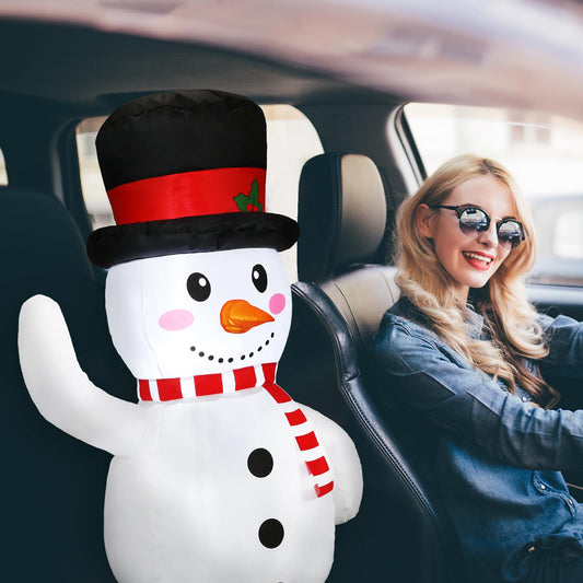 ROCEEI Christmas Inflatable Car Decoration Car Christmas LED Lights Decoration Xmas Blow Up Decor for Car Xmas Holiday Car Accessories(Snowman)