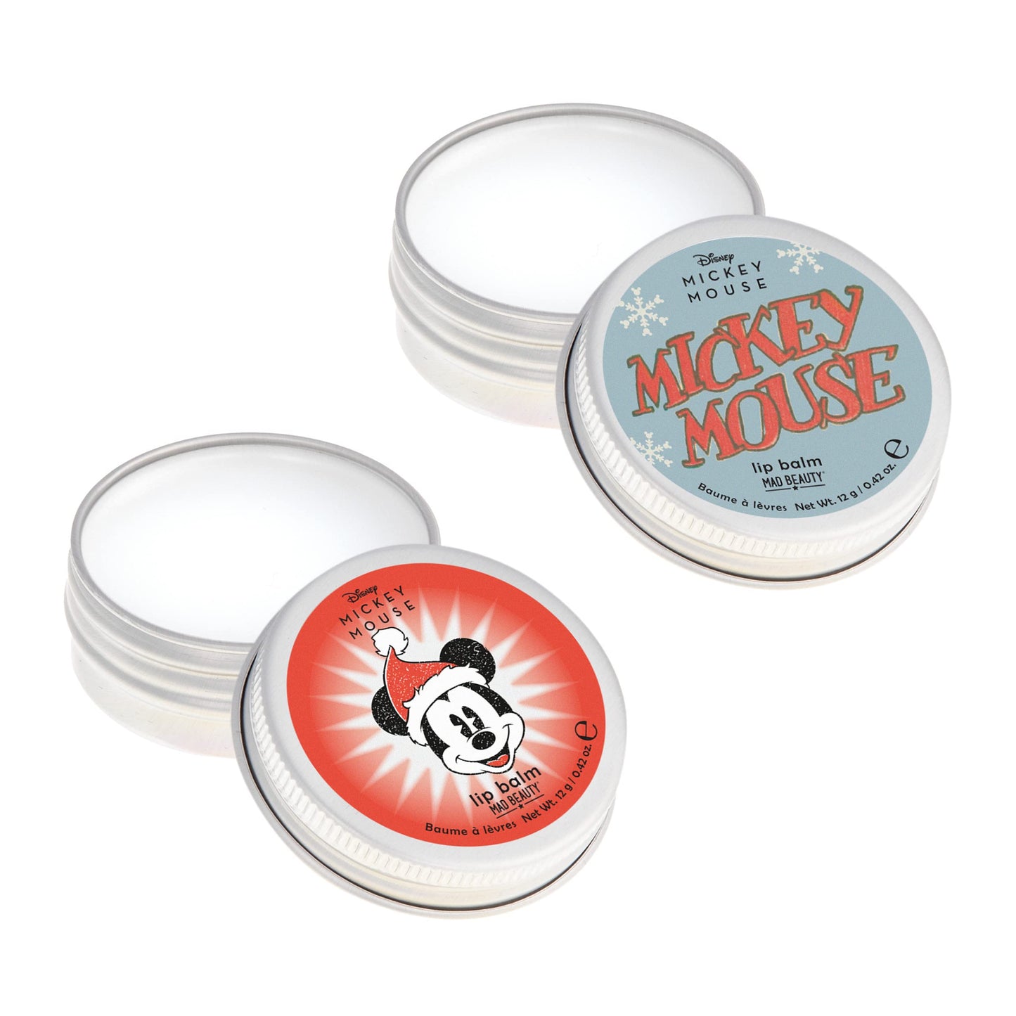 MAD BEAUTY Disney Mickey Mouse Lip Balm Duo, Frosted Berries & Vanilla Scented, 2-Pack, Gift Wrapped, Christmas, Holidays, Moisturizing