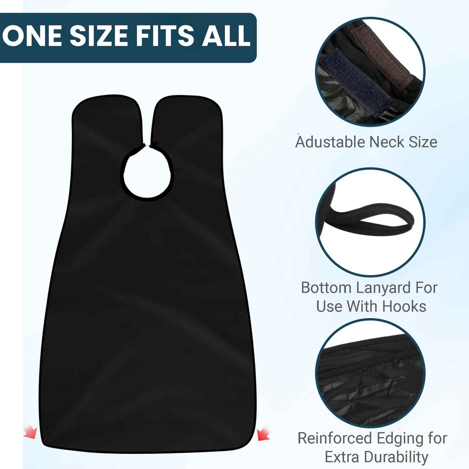 TUTUWET Beard Shaving Bib Apron Mens Beard Hair Catcher for Shaving and Trimming, Non-Stick Beard Shave Cape, Grooming Accessories Tools & Gifts for Husband or Dad (Black)