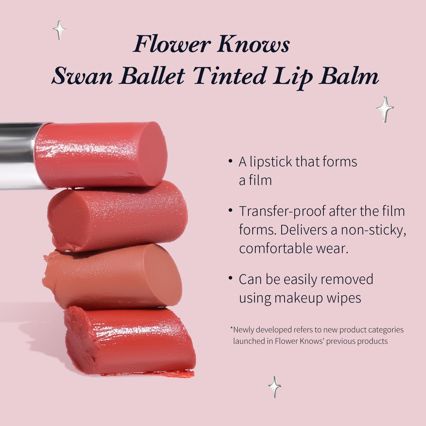 Flower Knows Swan Ballet Shine Solid Lip Gloss Stick-Moisturizing Tinted Lip Balm-Hydrating Lip Gloss in Balm-Long Lasting Lip Makeup for Girls&Women,Vegan & Cruelty-Free(B06 Blue Ribbon)