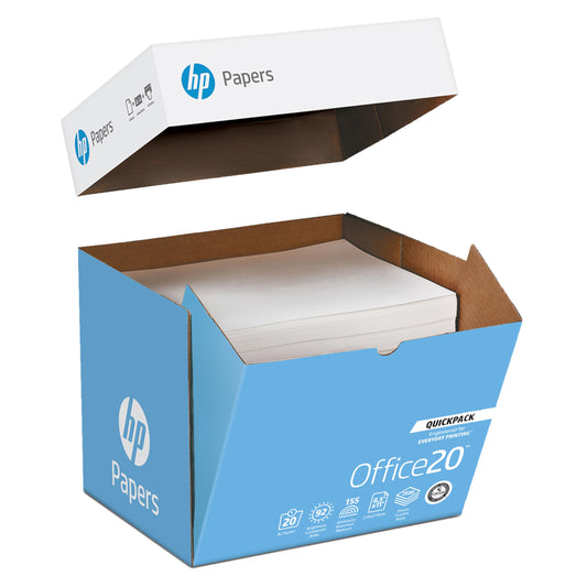 HP Papers | 8.5 x 11 Paper | Office 20 lb | Quickpack Case - No Ream Wrap- 2,500 Sheets | 92 Bright | Made in USA - FSC Certified | 112103C