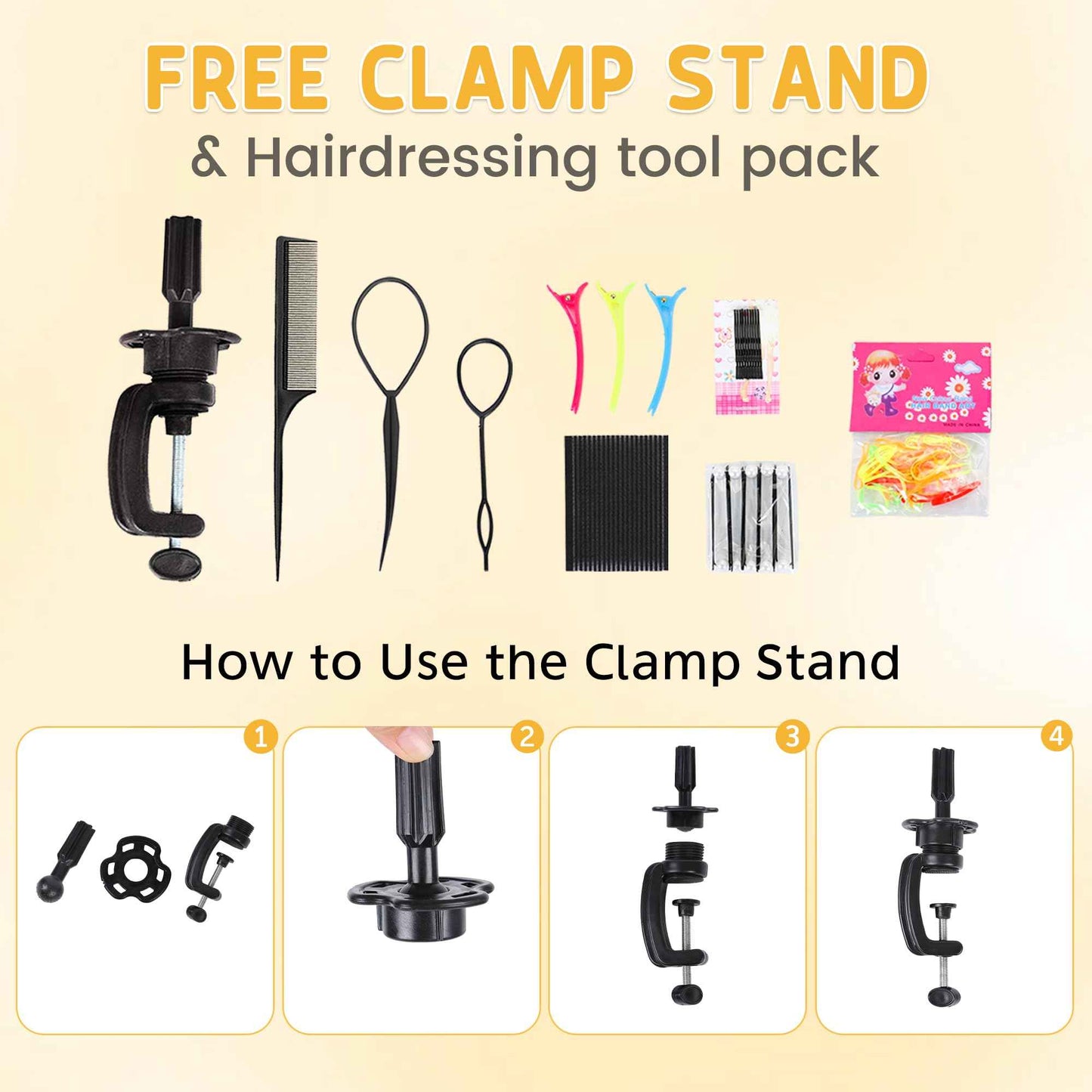 26-28’’ Mannequin Head with 80% Human Hair with Adjustable Tripod Stand, Cosmetology Doll Head for Braiding, Mannequin Head Human Hair for Hairdressers Practice Hairstyling with Tools