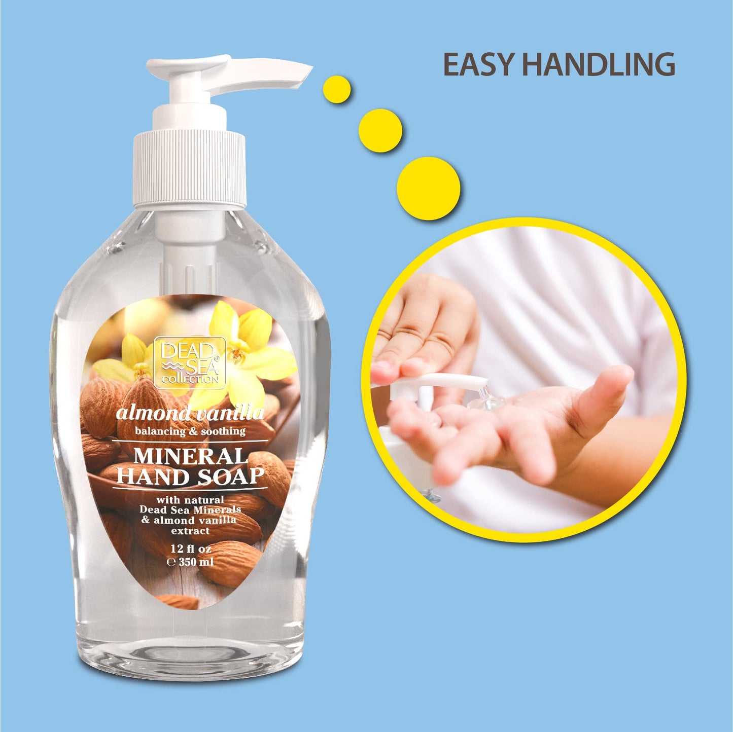 Dead Sea Collection Almond Vanilla Hand Soap – Liquid Hand Soap for All Skin Types – Pack of 3 (12 Fl. Oz. Each)