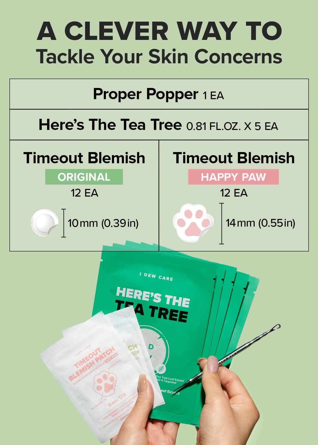 I DEW CARE Rolling With It | Reusable and Hygenic Cooling Facial Roller + Emergency Skin Care Kit - Ready Aim Clear Bundle