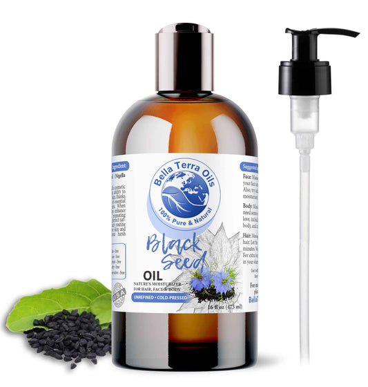 Bella Terra Oils - Black Seed Oil 16oz - Purity from Black Cumin Seeds, Bursting with Omega Fatty Acids & Vitamins, Enhance Your Beauty Regimen