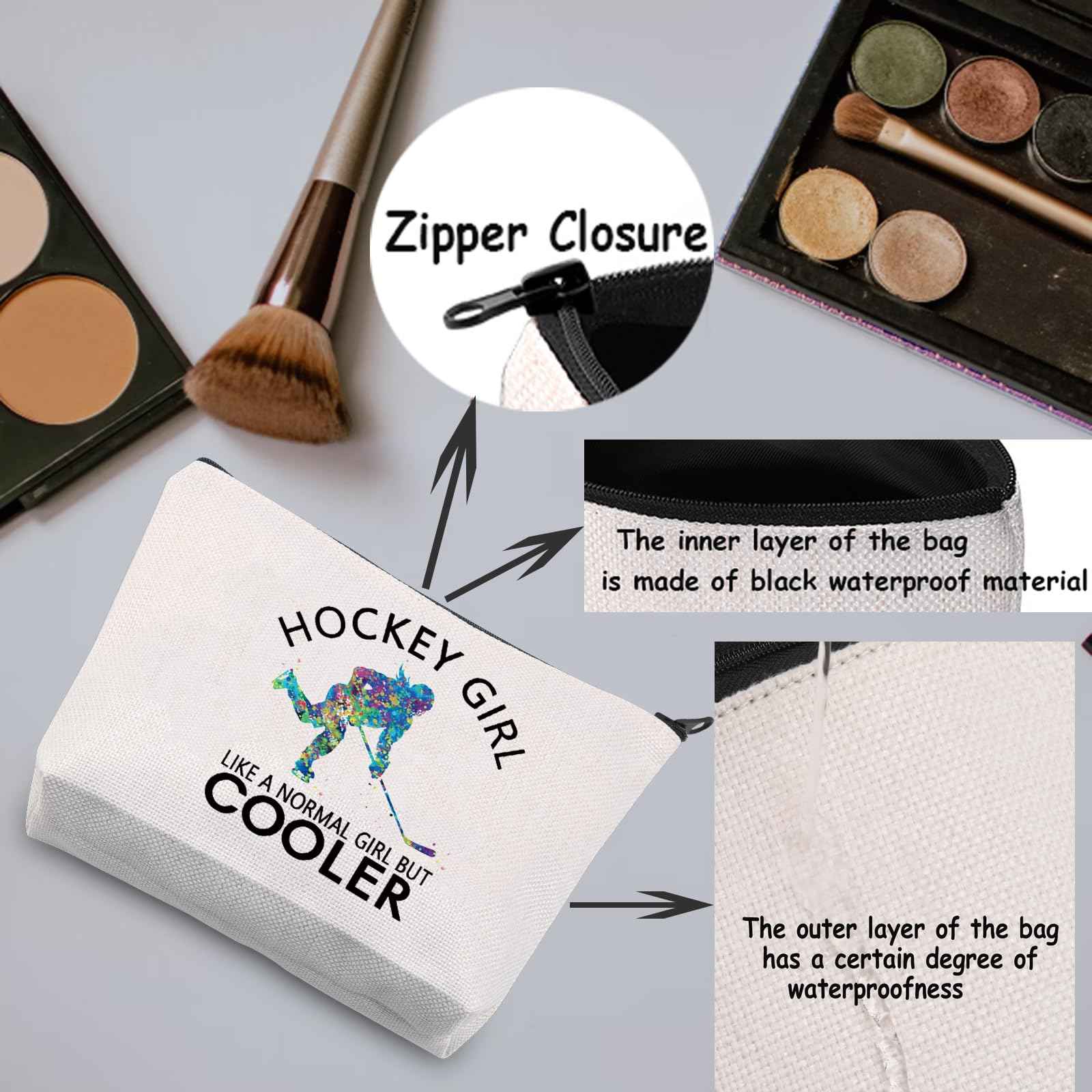 TSOTMO Hockey Sports Zipper Pouch Ice Hockey Gift Hockey Designs Hockey Like A Normal But Cooler Cosmetic Bag For Women (Hockey G)