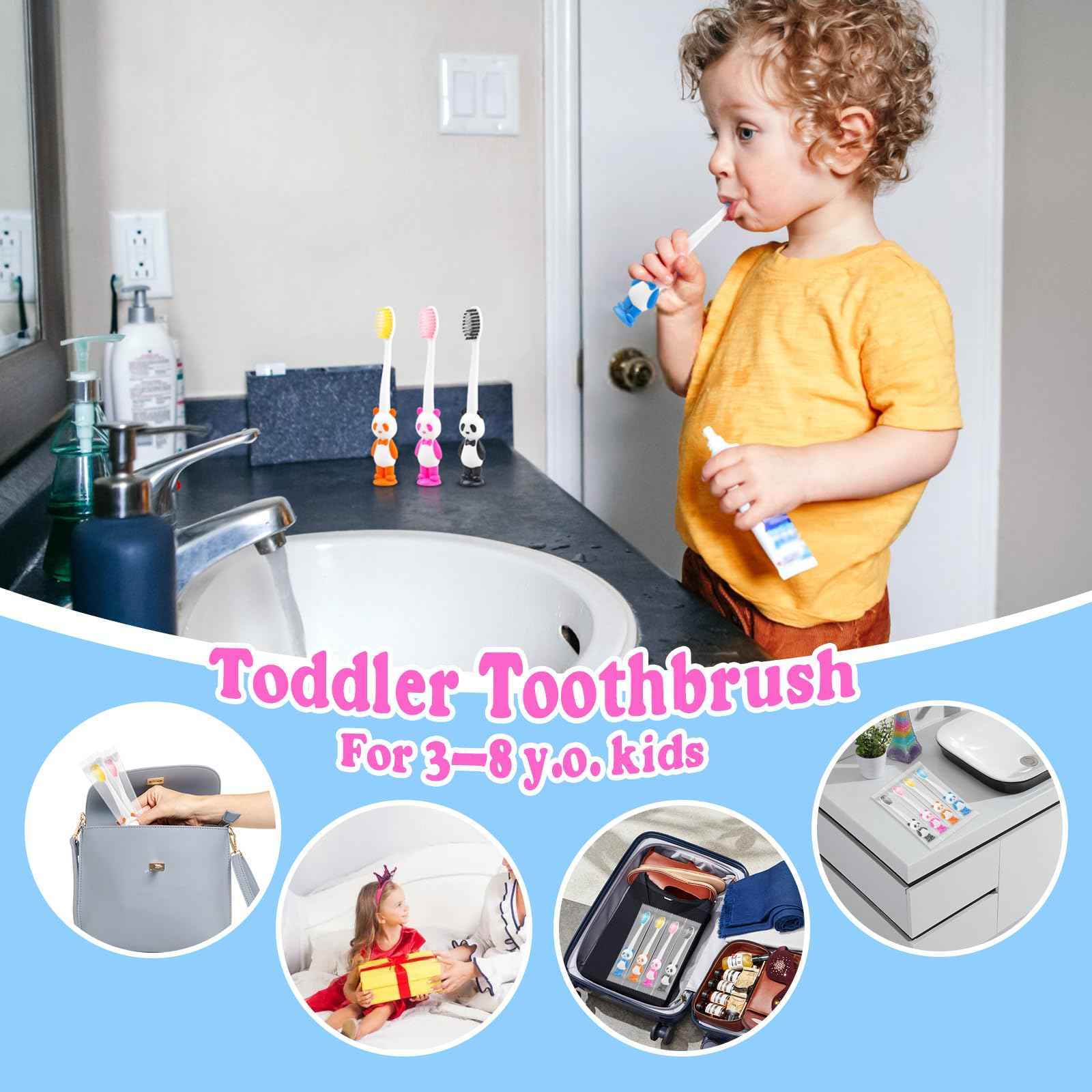 Disposable Toddler Toothbrush Kids Bulk Pack of 200,Suction Cup Bulk Children Toothbrushes for Kid Age 2+ Individually Wrapped Animal Toothbrush for Boys,Girls,for Home,School,Camp,Daycare,Travel