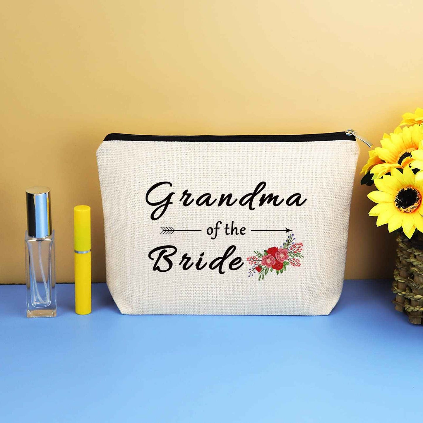 Grandma of the Bride Makeup Bag Gifts Grandmother of the Bride Gift Wedding Party Bridal Shower Engagement Birthday Gift for Grandma of the Bride Grandmother Gift from Granddaughter Cosmetic Bag Pouch