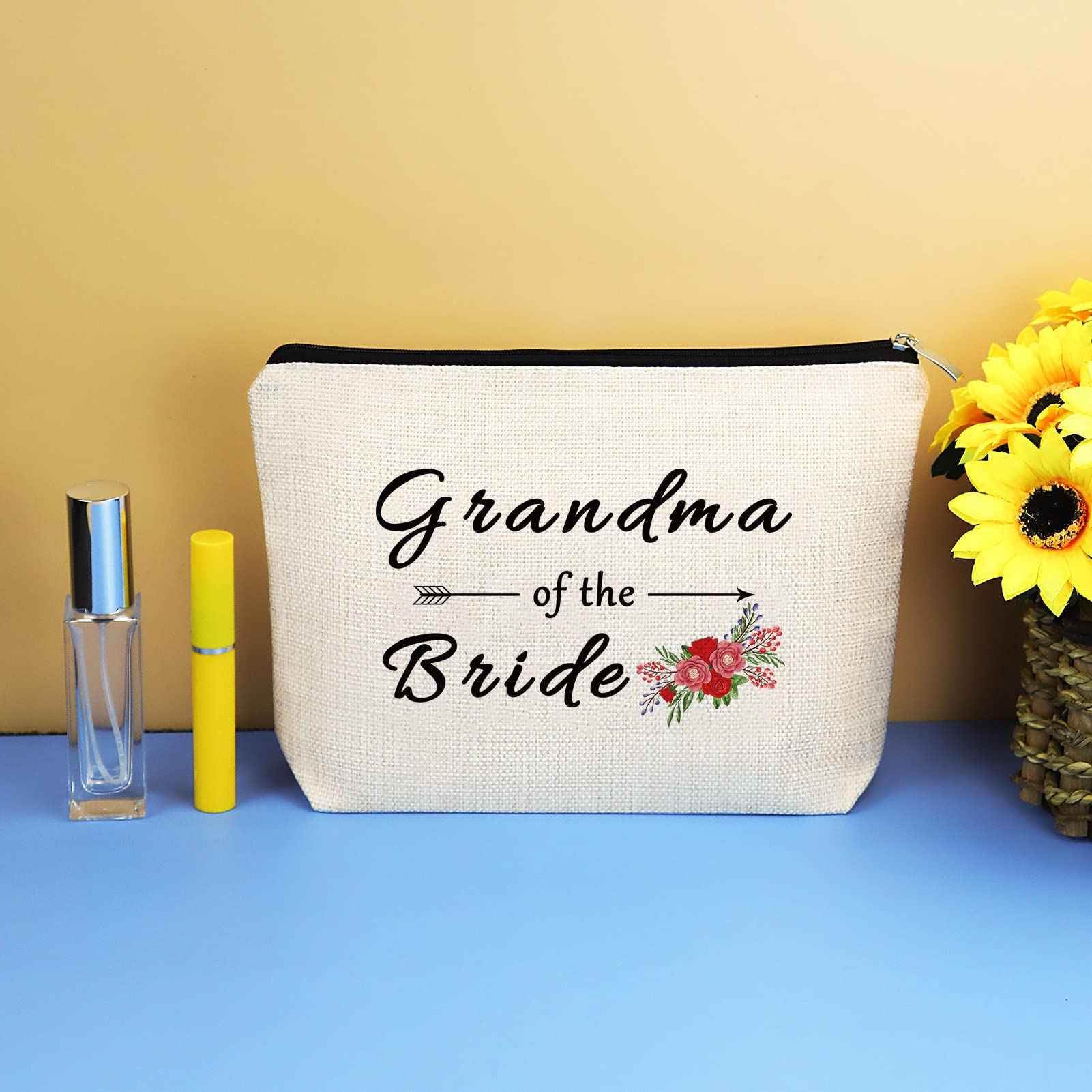 Grandma of the Bride Makeup Bag Gifts Grandmother of the Bride Gift Wedding Party Bridal Shower Engagement Birthday Gift for Grandma of the Bride Grandmother Gift from Granddaughter Cosmetic Bag Pouch