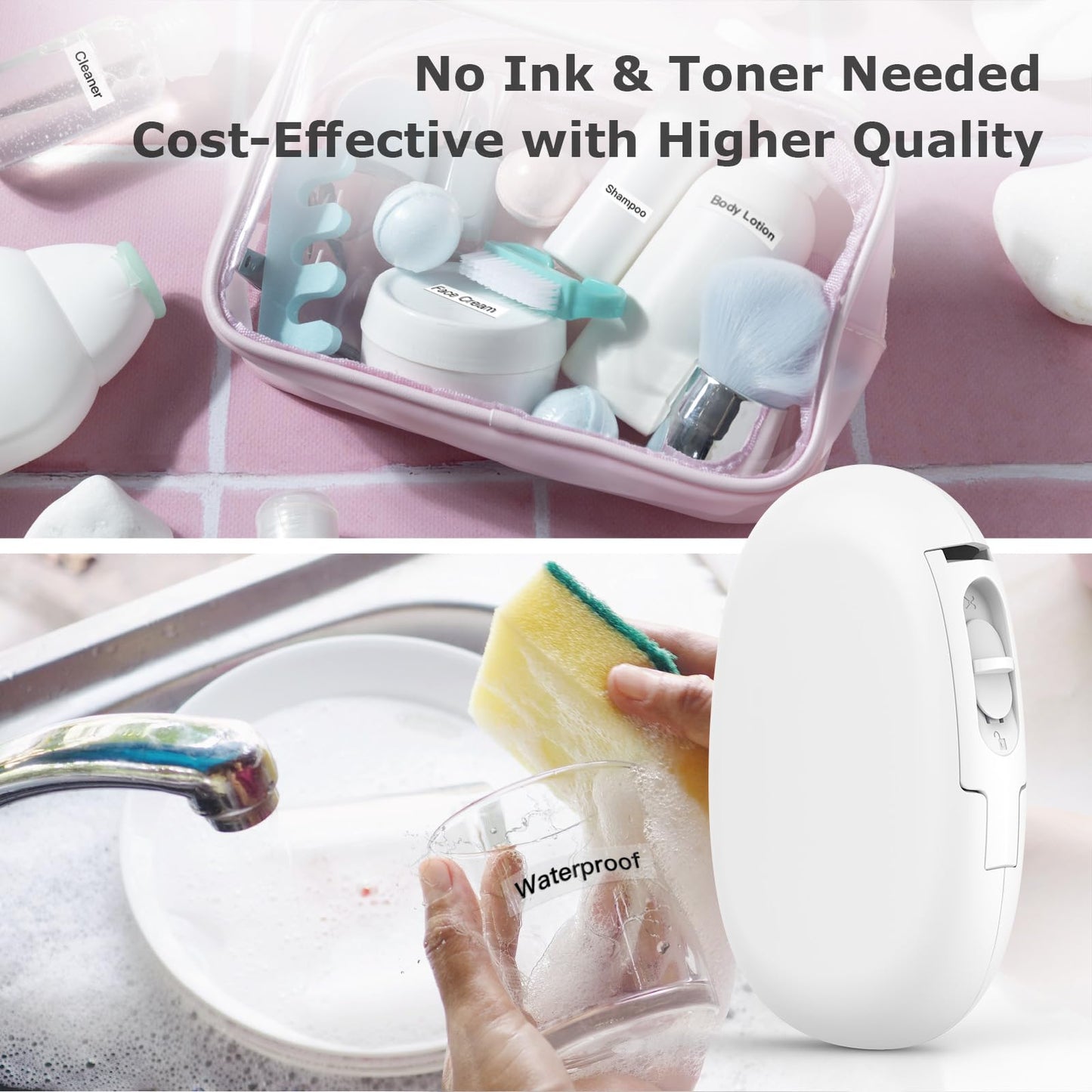 SUPVAN Label Makers E10 Mini Bluetooth Label Printer Wireless Labeler Label Maker Machine Multiple Templates Available Labelmaker for Office Organization Home Kitchen Storage (White)