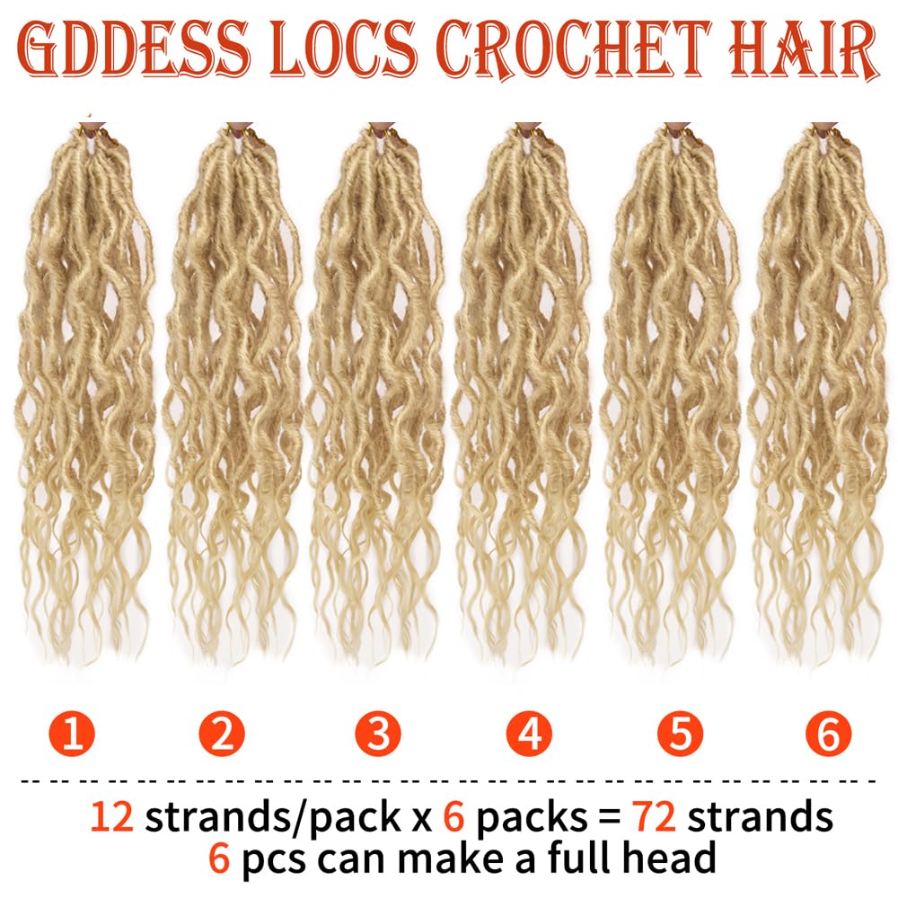 Faux Locs Crochet Hair For Women Soft Locs 18 Inch Goddess Crochet Hair Curly Ends Dreadlocks Boho Style Synthetic Braiding Hair Extensions