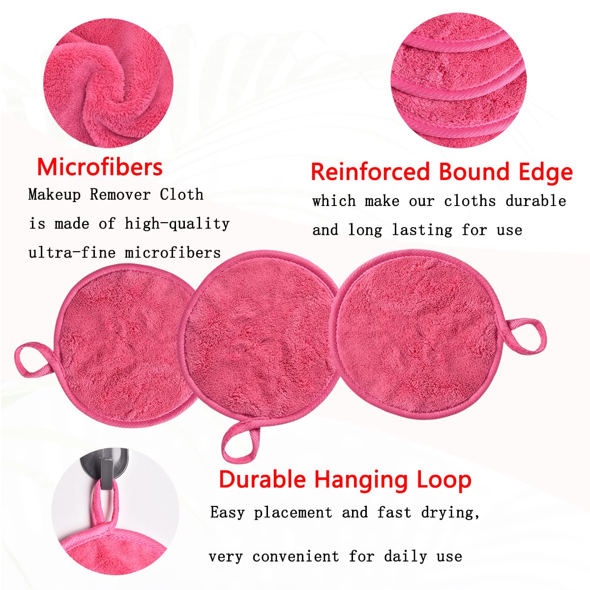 Large Reusable Makeup Remover Pads for Face, Soft Microfiber Makeup Remover Cloths Washable, Premiun 5 INCH Face Cleaning Pad with Laundry Bag, 12 Pack Pink