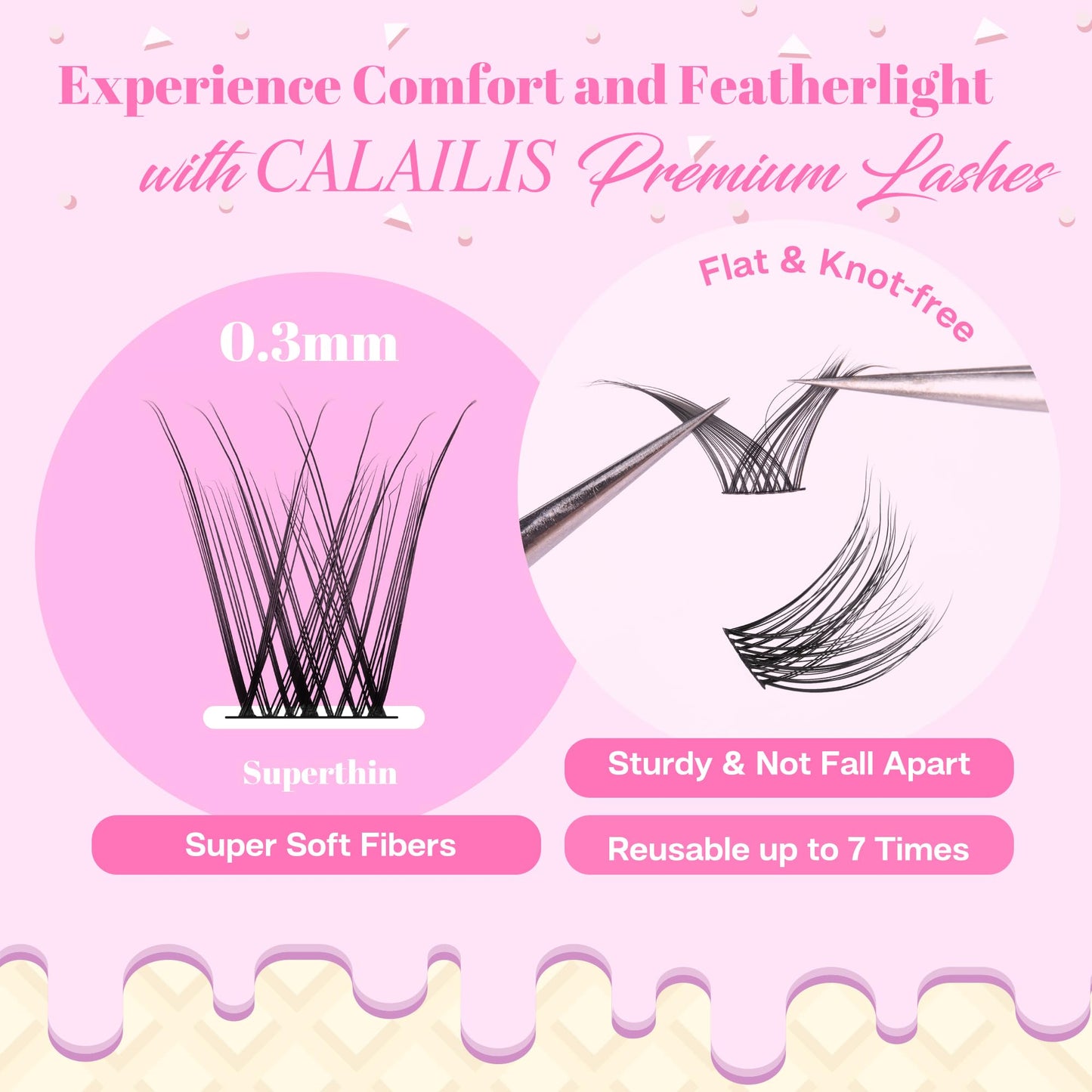 CALAILIS Lash Clusters DIY Eyelash Extensions 264pcs Oversized Packaging Natural Cluster Lashes Mega Volume Individual Lashes Wispy Eyelash Clusters(MPDUO14,D-10-16MIX)