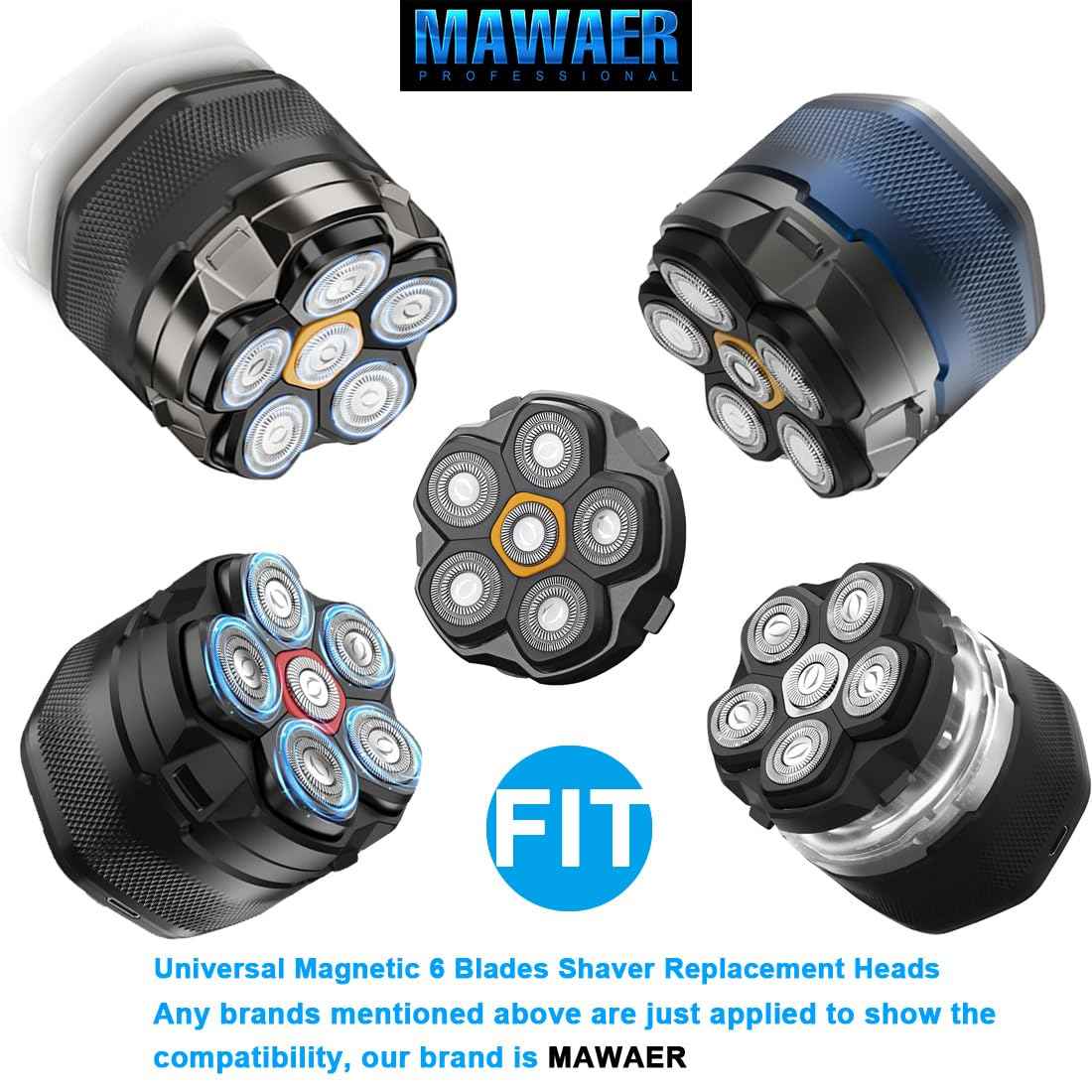 2 pcs Half of the 6 Blade Magnetic Replacement Shaving Head， Head shaver replacement heads