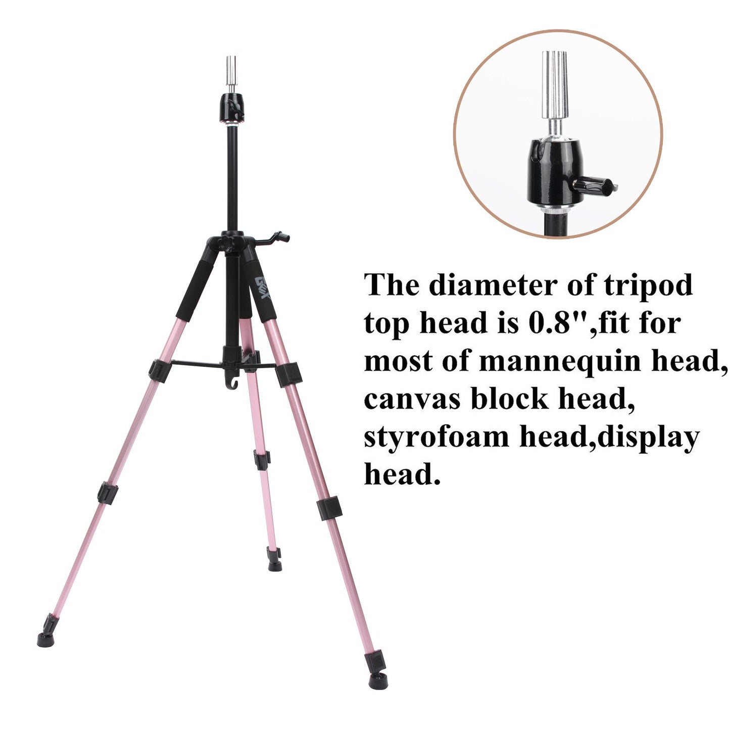 GEX 55" Mannequin Tripod Stand Canvas Block Training Doll Manikin Head Wig Stand for Cosmetology Hairdressing (Rose Gold)