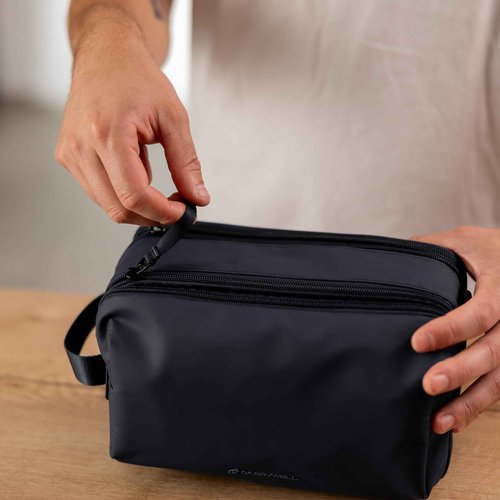 (Not Made In China) Toiletry Travel Bag For Men, Shaving Kit, Waterproof Organizer and Dopp Kit, Interior Compartments and Pockets For Toiletries and Accessories (Black)