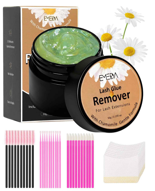 EMEDA Eyelashes Extension Remover 10g, Lash Extension Remover for Individual Lashes with Chamomile Gentle Formula, 0.35oz Professional Removal Cream Kits with Tools (02)