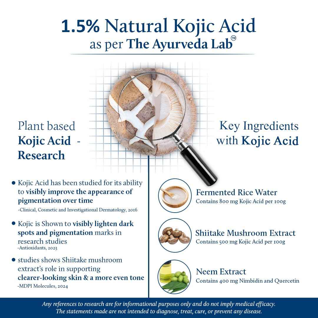 Blue Nectar Rice Water Kojic Acid Face Serum | Plant Based Almond Serum for Even Skin Tone | for Women & Men with Rice Water & Mushroom | All Skin Types (13 Herbs,1Fl Oz)