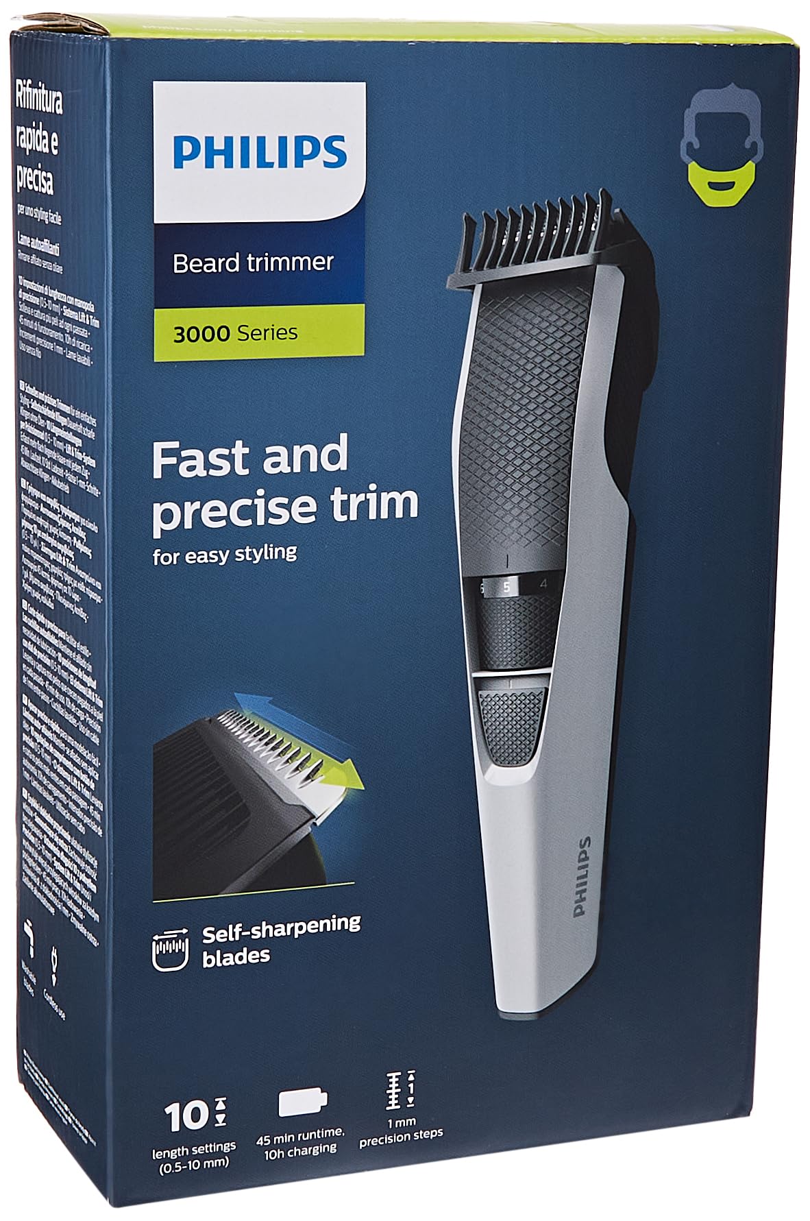 Philips Beardtrimmer 3000 Series, Beard Trimmer with Lift & Trim Technology (Model BT3206/14)