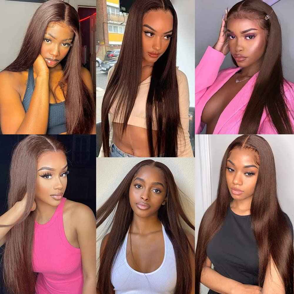 10/10/10 inch Color 4 Brown Straight Bundles Human Hair Dark Brown Human Hair Bundles Brazilian Unprocessed Virgin Weave No Tangle Hair Extensions For Black Women