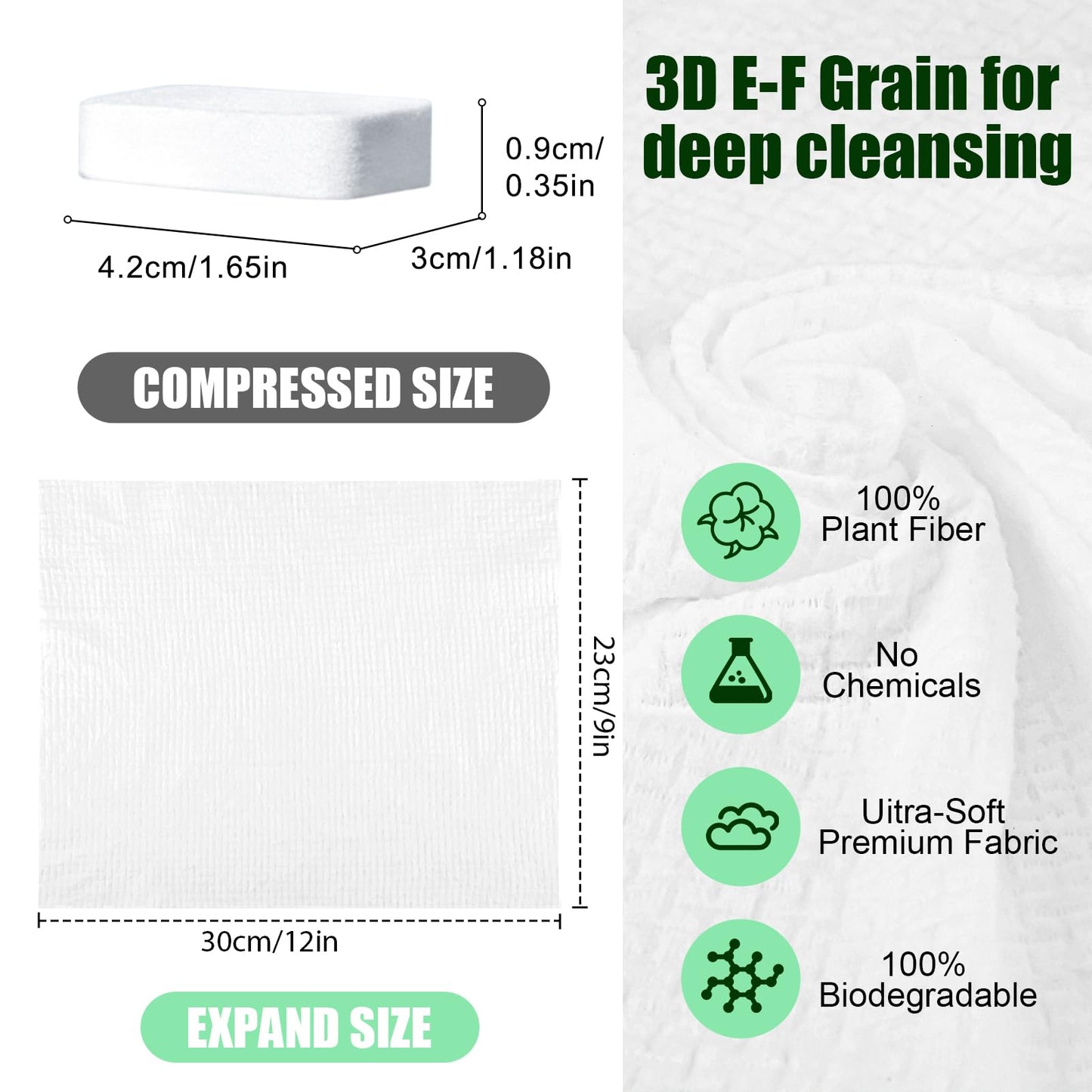 Fancyou Compressed Disposable Face Towel Large,Soft Facial Cleansing Cloths Towelettes,Thicken Washcloth Compact Portable Wash Cotton Wipes Tablets for Beauty Salon,Personal Care,Travel(20PCS White)