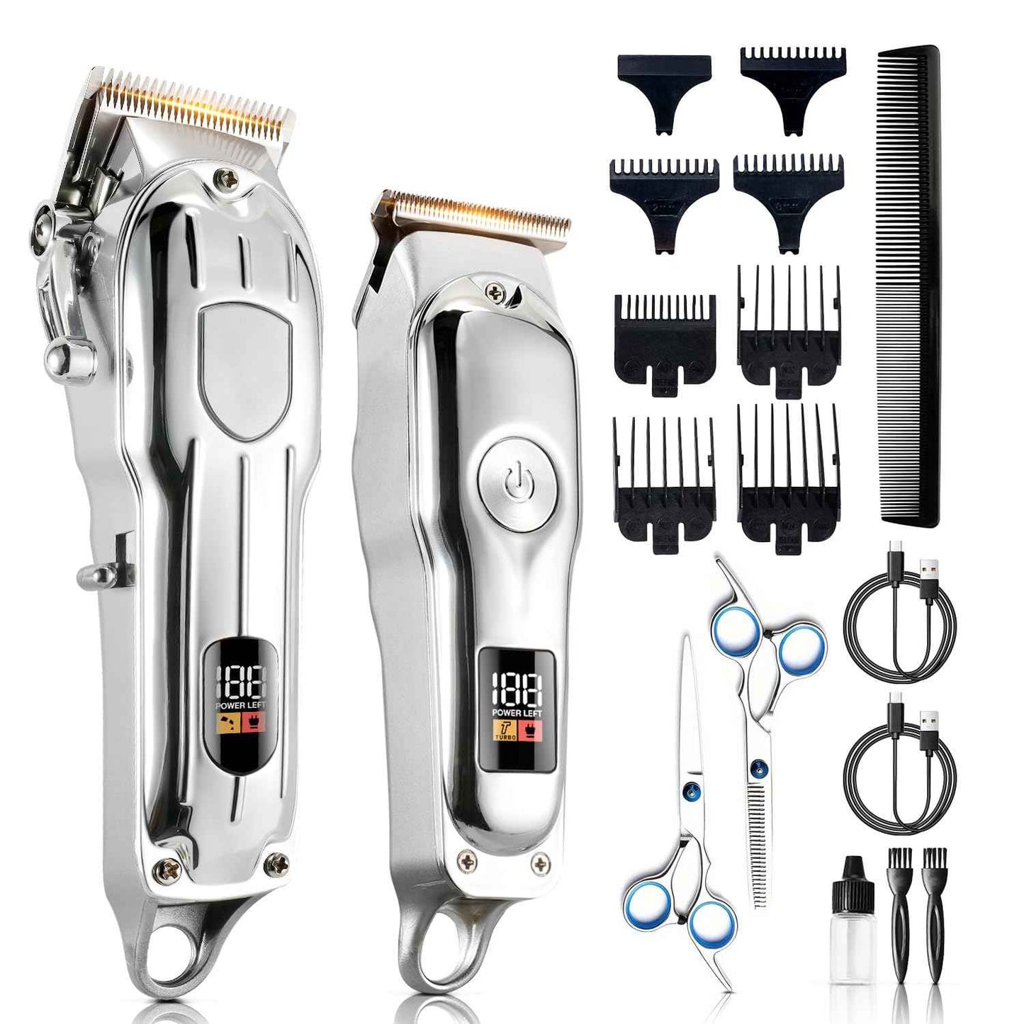 Mensure Hair Clippers for Men, Home Haircut Kit with Scissors, Comb & Guide Combs, Cordless Hair Trimmer Set for Family Use