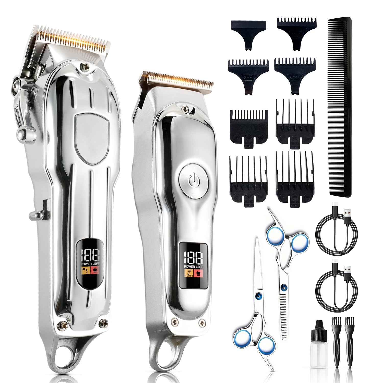 Mensure Hair Clippers for Men, Home Haircut Kit with Scissors, Comb & Guide Combs, Cordless Hair Trimmer Set for Family Use
