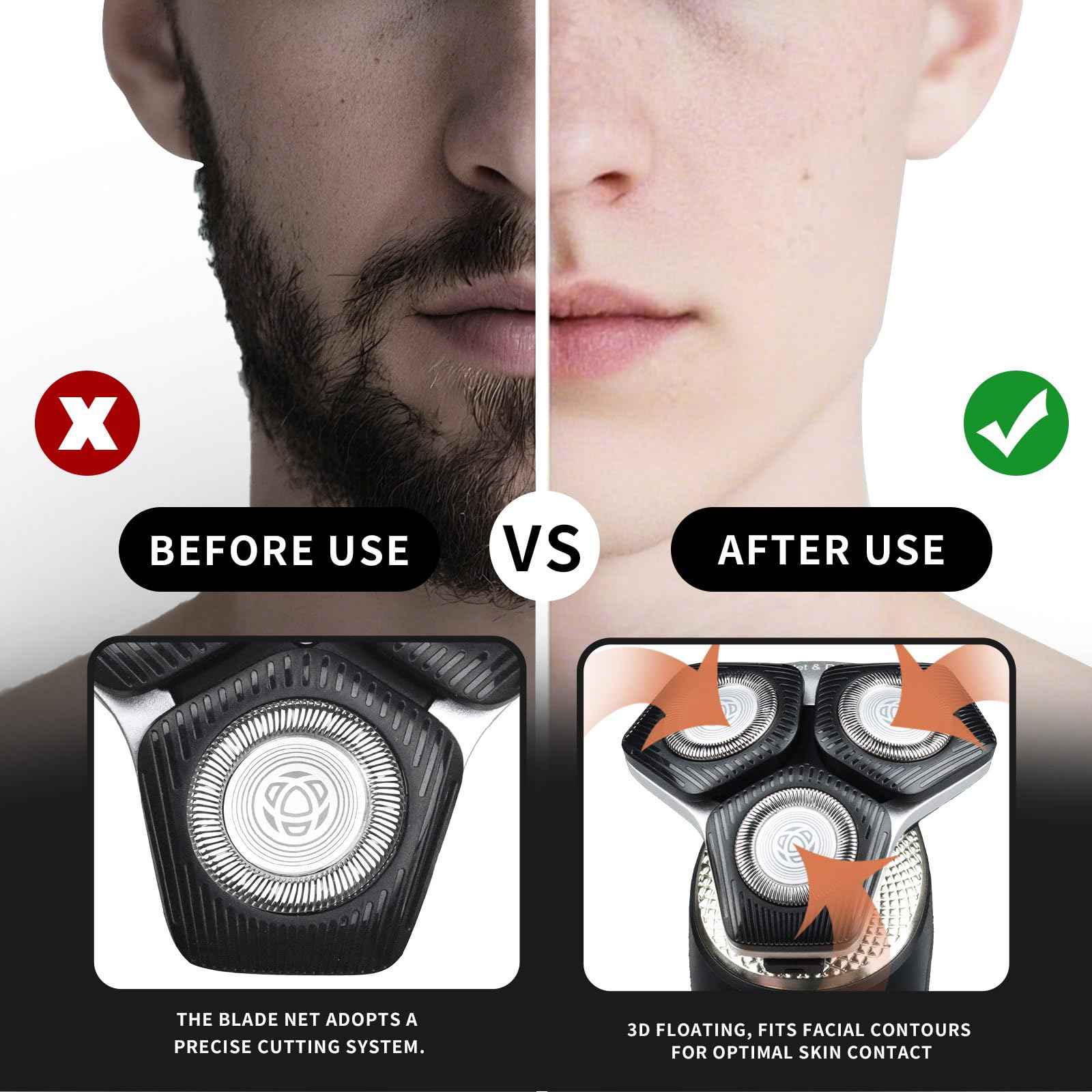 SH71/50 Shaving Heads Compatible with Phili*s Shavers Series S5000 (S5XXX),S7000 (S7XXX) for SH60/70 and SH70/70 (Black)