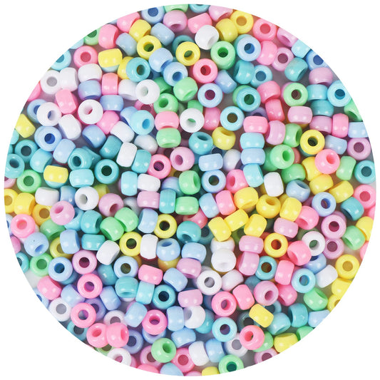 Simetufy 1200 pcs Pony Beads Macaron Pastel Colored Beads for Crafts Hair Beads for Hair Braiding, 8 Candy Colors