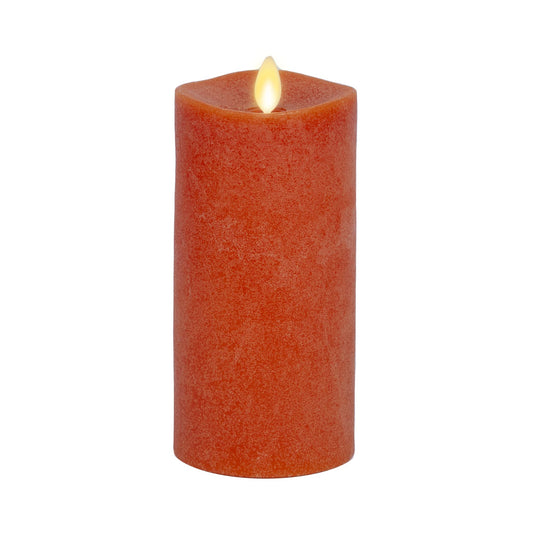 Luminara Flameless Candle LED Pillar Chalky Burnt Orange Finish - Real Wax Melted Top Unscented, Remote Ready, Timer (3 x 6.5 inch)