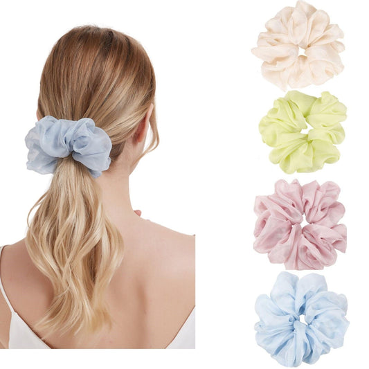 4 Packs Soft Oversized Scrunchies Jumbo Organza Scrunchies,Summer big Scrunchie, Large Giant Chiffon Scrunchie, Extra Large Scrunchies for Women and Girls