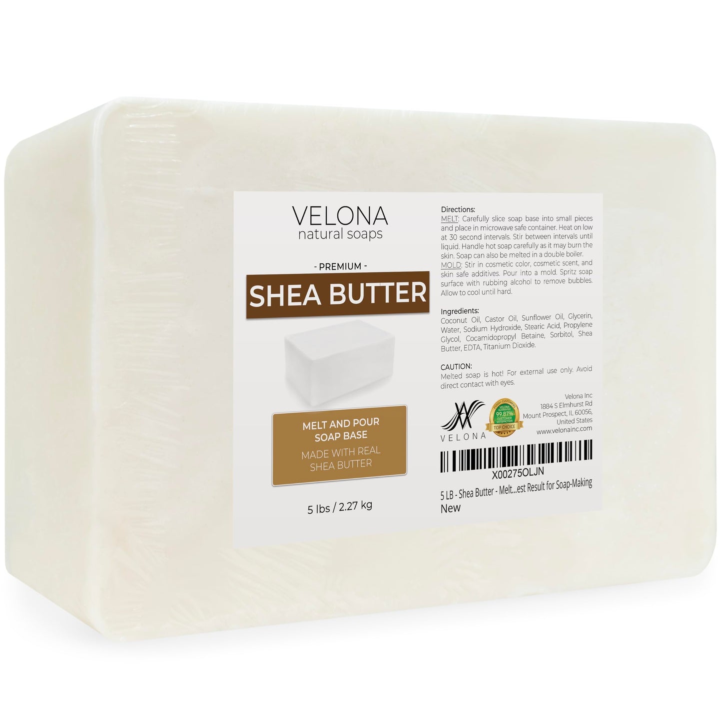 velona 5 LB - Shea Butter - Melt and Pour Soap Base SLS/SLES free | Natural Bars for The Best Result for Soap-Making